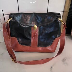 Vintage Marino Orlandi Black/Brown Genuine Leather 2 Tone Sling Purse